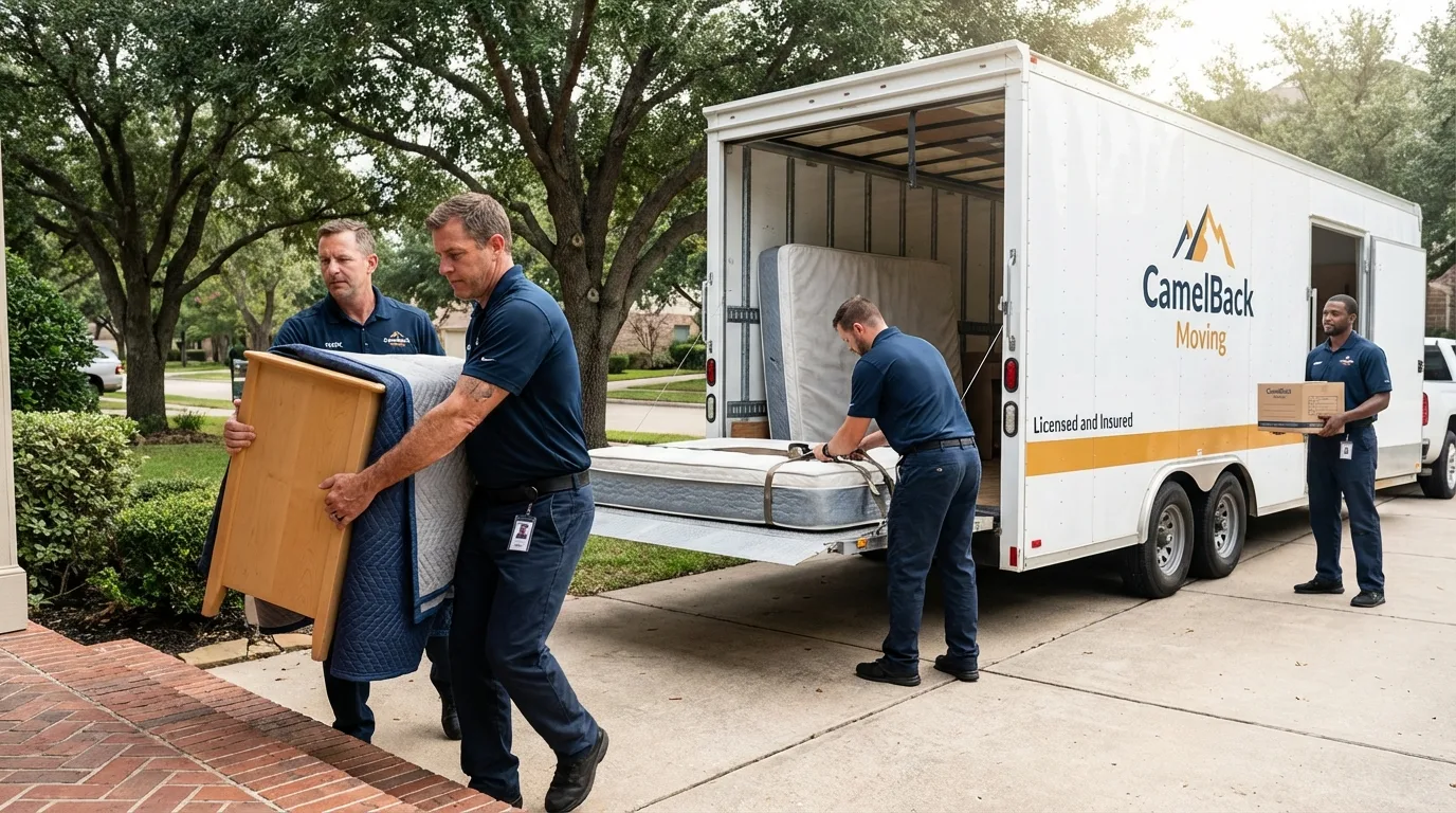 Crew loading residential truck for cross-state move from Chester Springs, PA