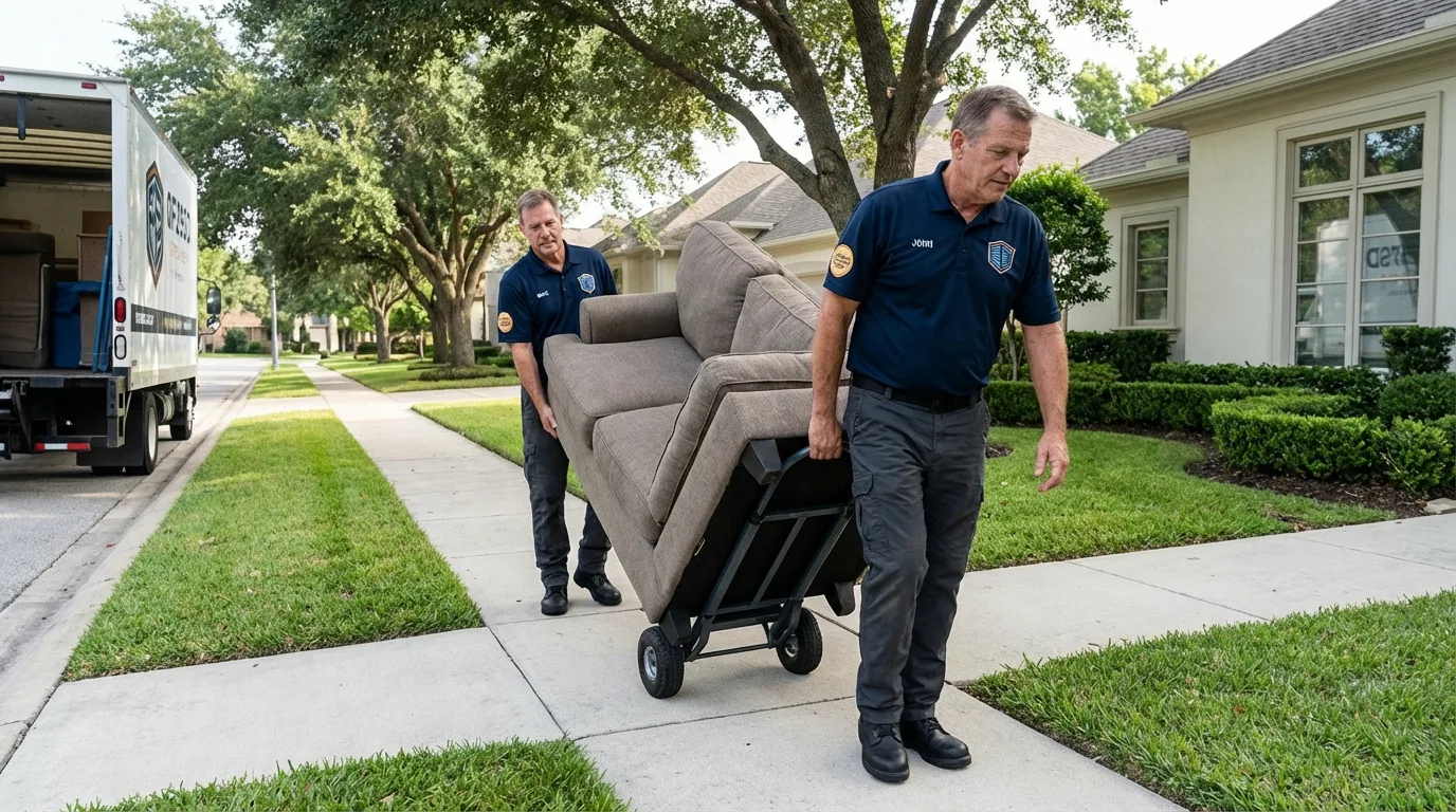 Local residential moving crew loading furniture in Chester Springs, PA