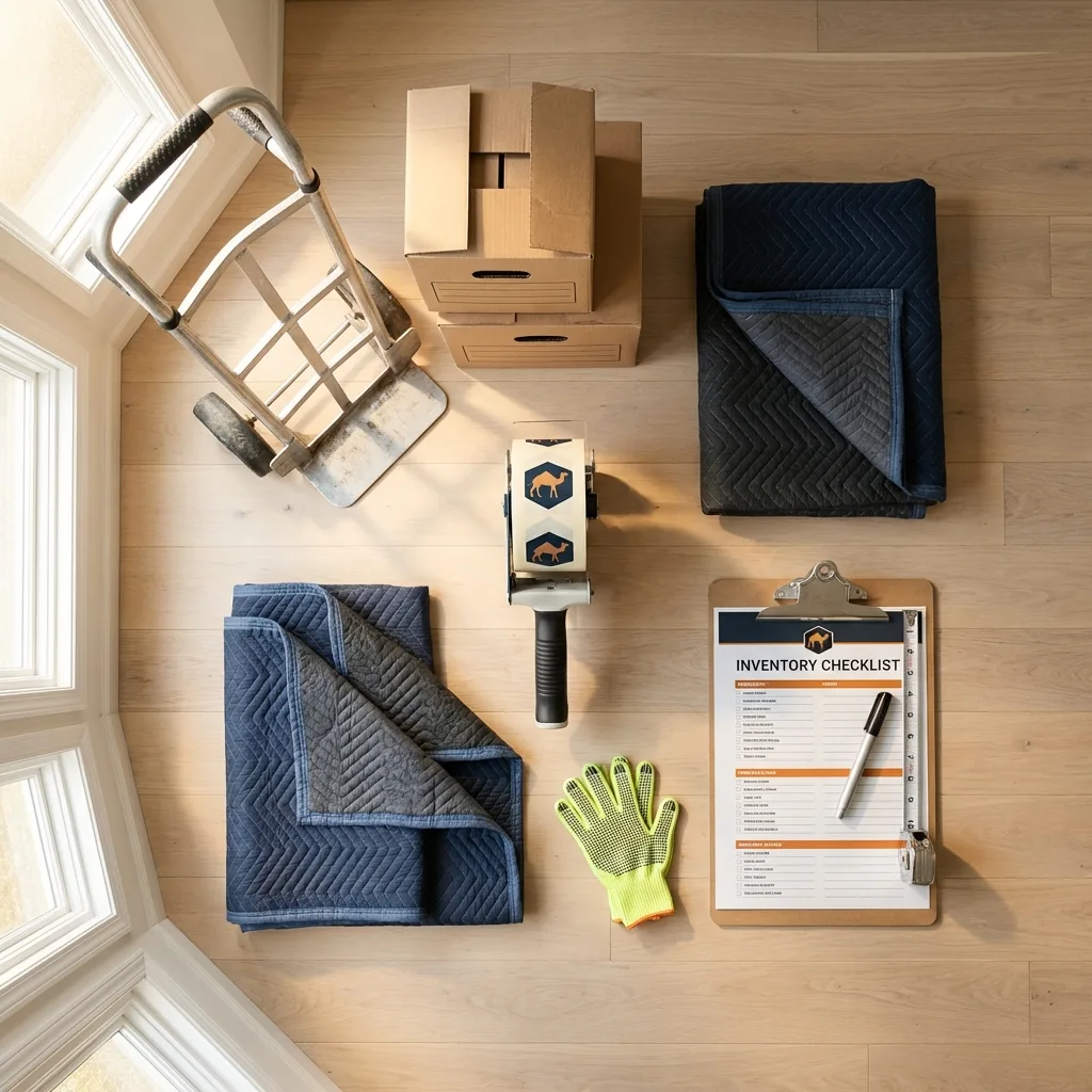 Professional moving supplies and packing materials layout for Chester Springs residential relocations